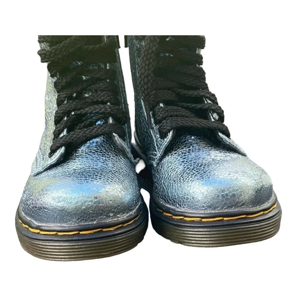 Dr. Martens Boots Girls Size 7 Euro 23, UK 6  Metallic Glitter Lace Up Side Zip